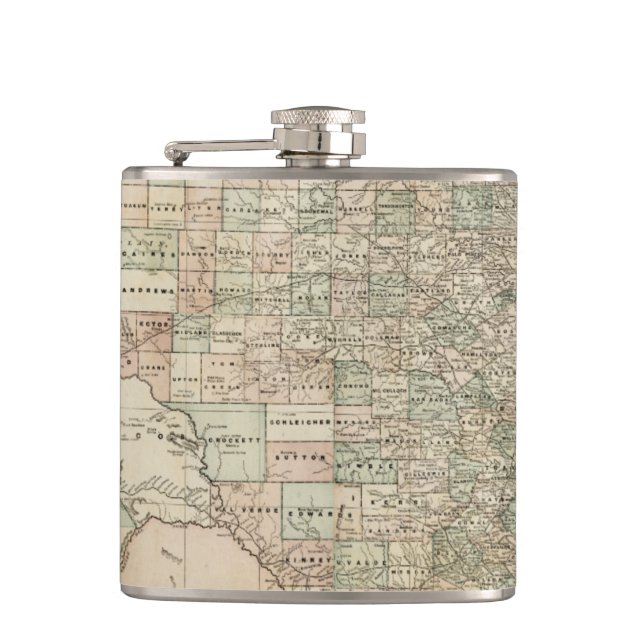 Map of Texas with County Borders Hip Flask (Front)