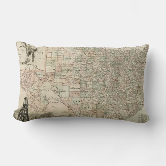 Map of Texas with County Borders Lumbar Cushion (Front)