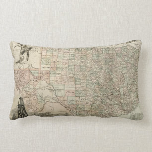 Map of Texas with County Borders Lumbar Cushion