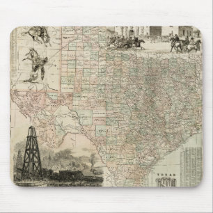 Map of Texas with County Borders Mouse Mat
