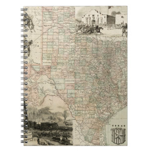 Map of Texas with County Borders Notebook