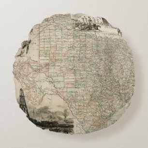 Map of Texas with County Borders Round Cushion