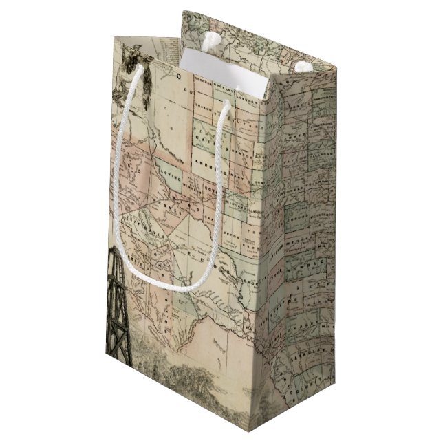 Map of Texas with County Borders Small Gift Bag (Back Angled)