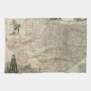 Map of Texas with County Borders Tea Towel