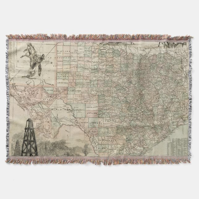 Map of Texas with County Borders Throw Blanket (Front)