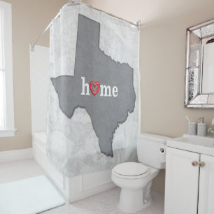 Map of TEXAS with HOME and HEART Shower Curtain