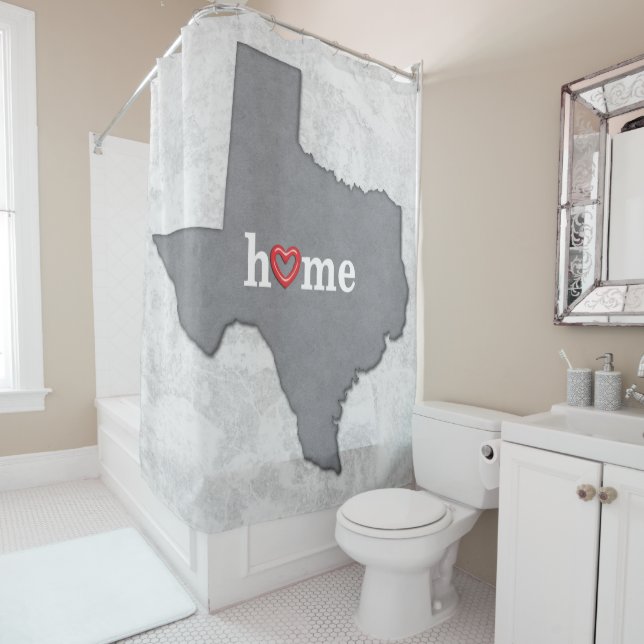 Map of TEXAS with HOME and HEART Shower Curtain (In Situ)