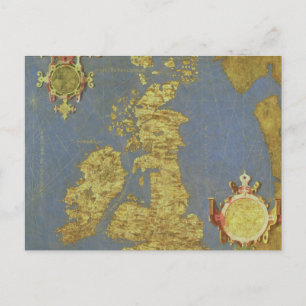 Map of the 16th Century British Isles Postcard