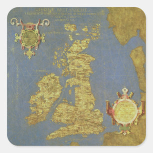 Map of the 16th Century British Isles Square Sticker