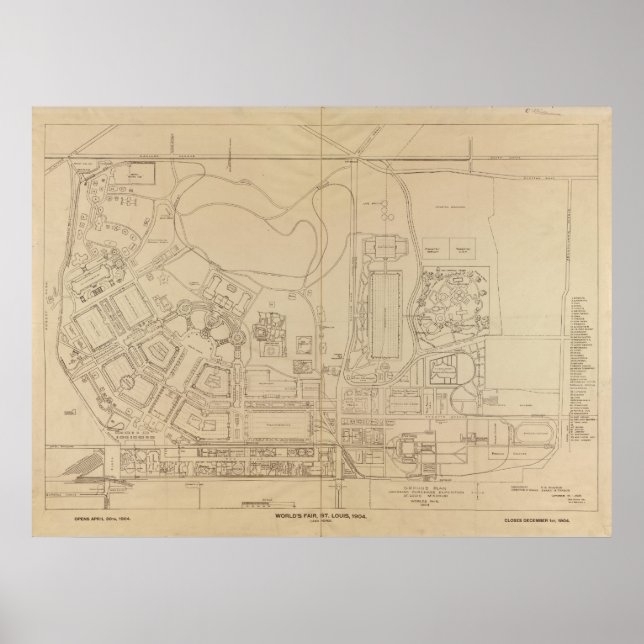Map of the 1904 World's Fair in St. Louis, Missour Poster (Front)