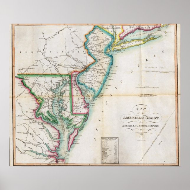 Map of the American Coast Poster (Front)