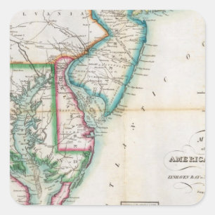 Map of the American Coast Square Sticker