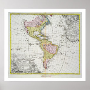 Map of the Americas, published by Homann, 1746 (co Poster