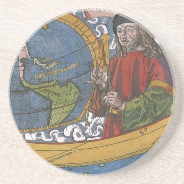 Map of the Americas with Explorer Amerigo Vespucci Coaster (Front)