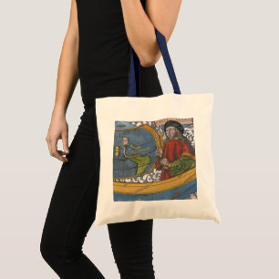 Map of the Americas with Explorer Amerigo Vespucci Tote Bag