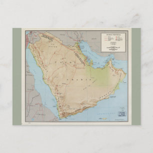 Map of the Arabian Peninsula (1969) Postcard