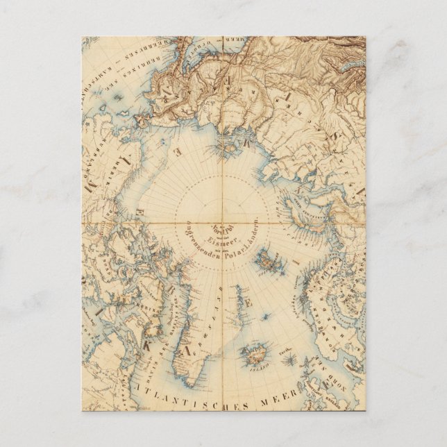 Map of the Arctic and Adjacent Regions (1855) Postcard (Front)