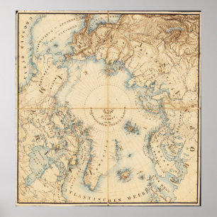 Map of the Arctic and Adjacent Regions (1855) Poster