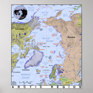 Map of The Arctic Oceran Poster