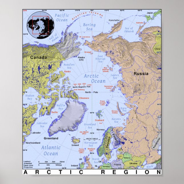 Map of The Arctic Oceran Poster (Front)