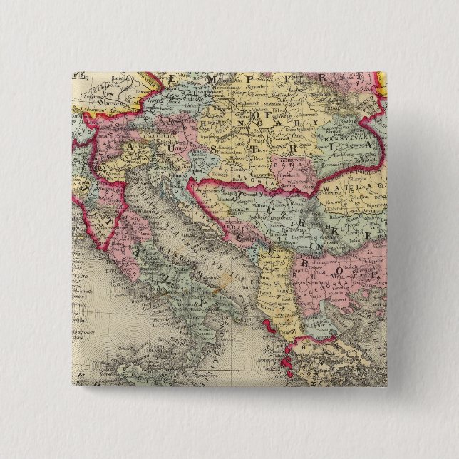 Map Of The Austrian Empire 15 Cm Square Badge (Front)