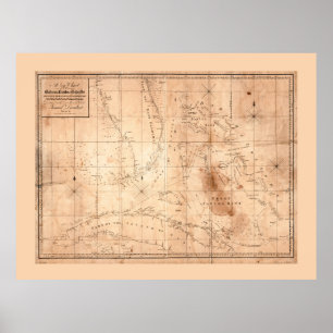 Map of the Bahama Banks and Islands (1817) Poster