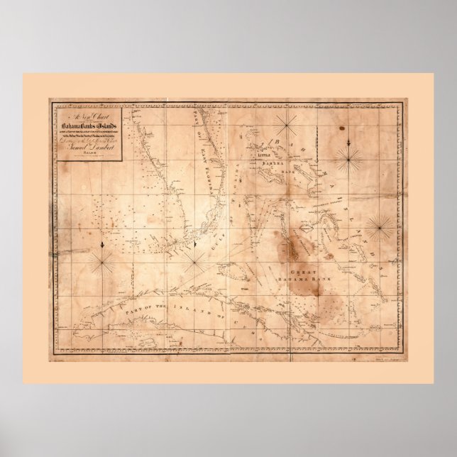Map of the Bahama Banks and Islands (1817) Poster (Front)