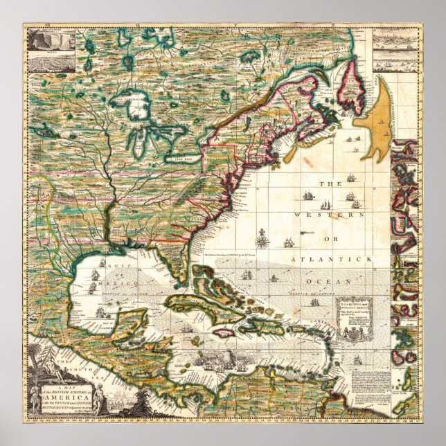 Map of the British Empire in America 1773 Poster (Front)