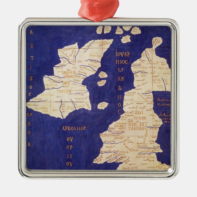 Map of the British Isles, from 'Geographia' Metal Tree Decoration (Front)