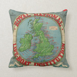 Map of the British Isles - Life-Boat Chart Cushion