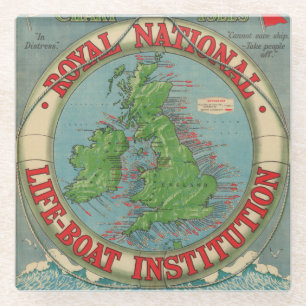 Map of the British Isles - Life-Boat Chart Glass Coaster