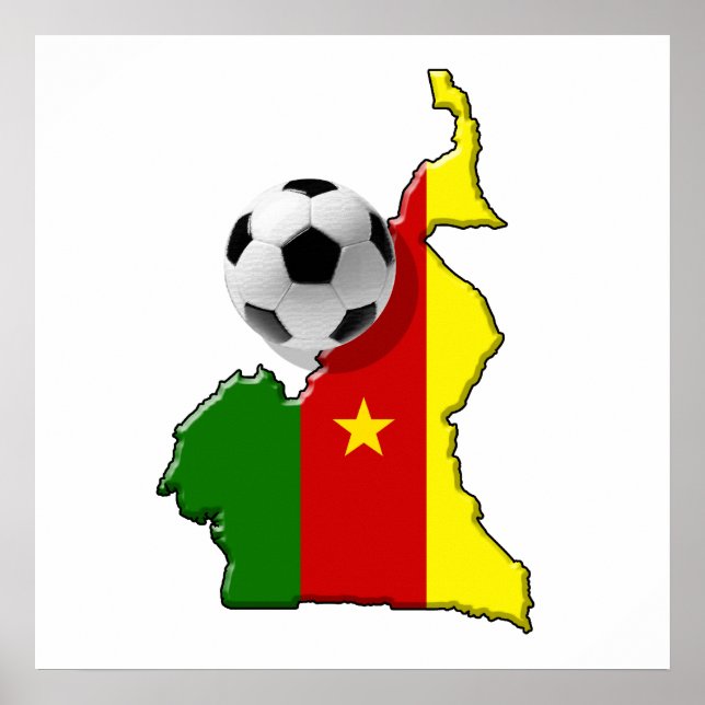 Map of the Cameroon Cameroun soccer ball gifts Poster (Front)