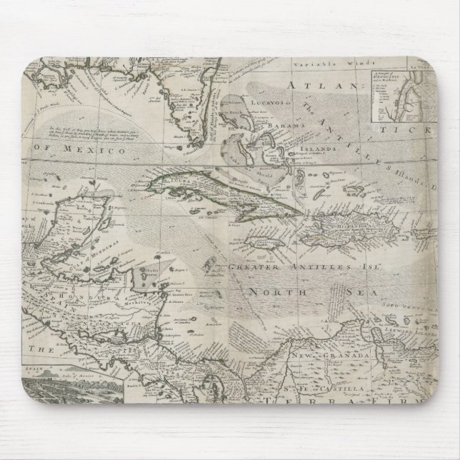 Map of the Caribbean | 1715 Mouse Mat (Front)