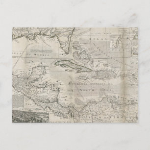 Map of the Caribbean 1715 Postcard