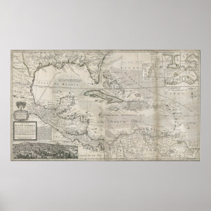 Map of the Caribbean 1715 Poster