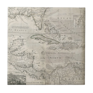 Map of the Caribbean   1715 Tile