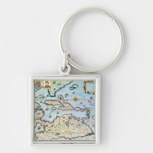 Map of the Caribbean islands Key Ring