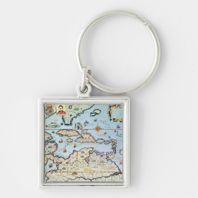Map of the Caribbean islands Key Ring (Front)