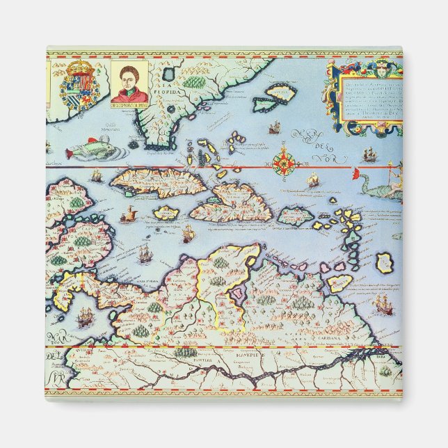 Map of the Caribbean islands Magnet (Front)