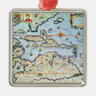 Map of the Caribbean islands Metal Tree Decoration