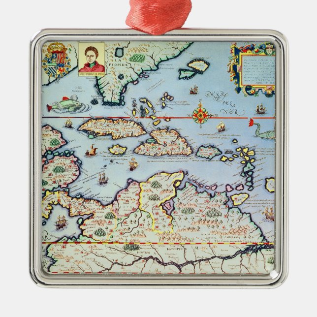 Map of the Caribbean islands Metal Tree Decoration (Front)