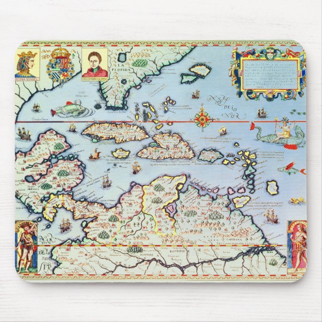 Map of the Caribbean islands Mouse Mat (Front)