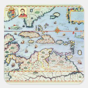 Map of the Caribbean islands Square Sticker