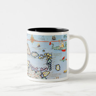 Map of the Caribbean islands Two-Tone Coffee Mug