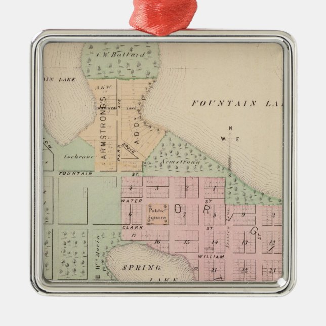 Map of the City of Albert Lea, Minnesota Metal Tree Decoration (Front)
