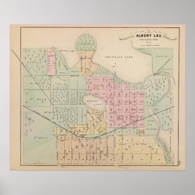 Map of the City of Albert Lea, Minnesota Poster (Front)