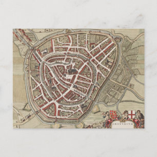 Map of the city of Amersfoort,  from 1650 Postcard
