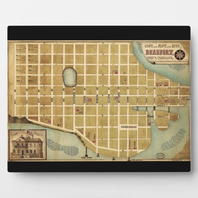 Map of the City of Beaufort South Carolina (1860) Plaque (Front)
