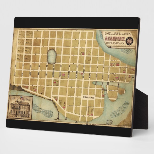 Map of the City of Beaufort South Carolina (1860) Plaque (Side)
