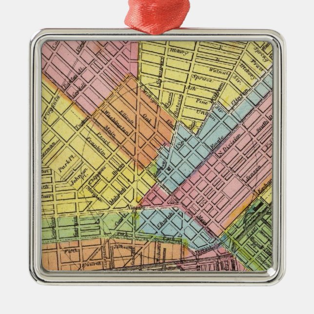 Map of The City of Buffalo Metal Tree Decoration (Front)